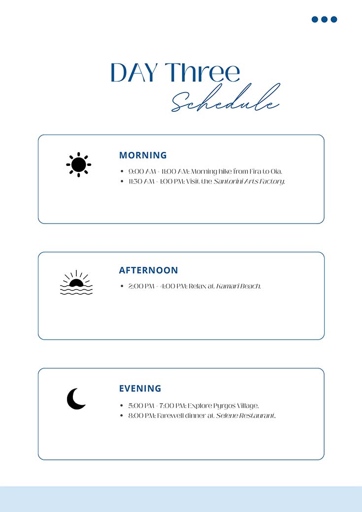 Personalized Travel-Itinerary Service Created Exclusively For You Day Three Schedule MyTravelBotsCom