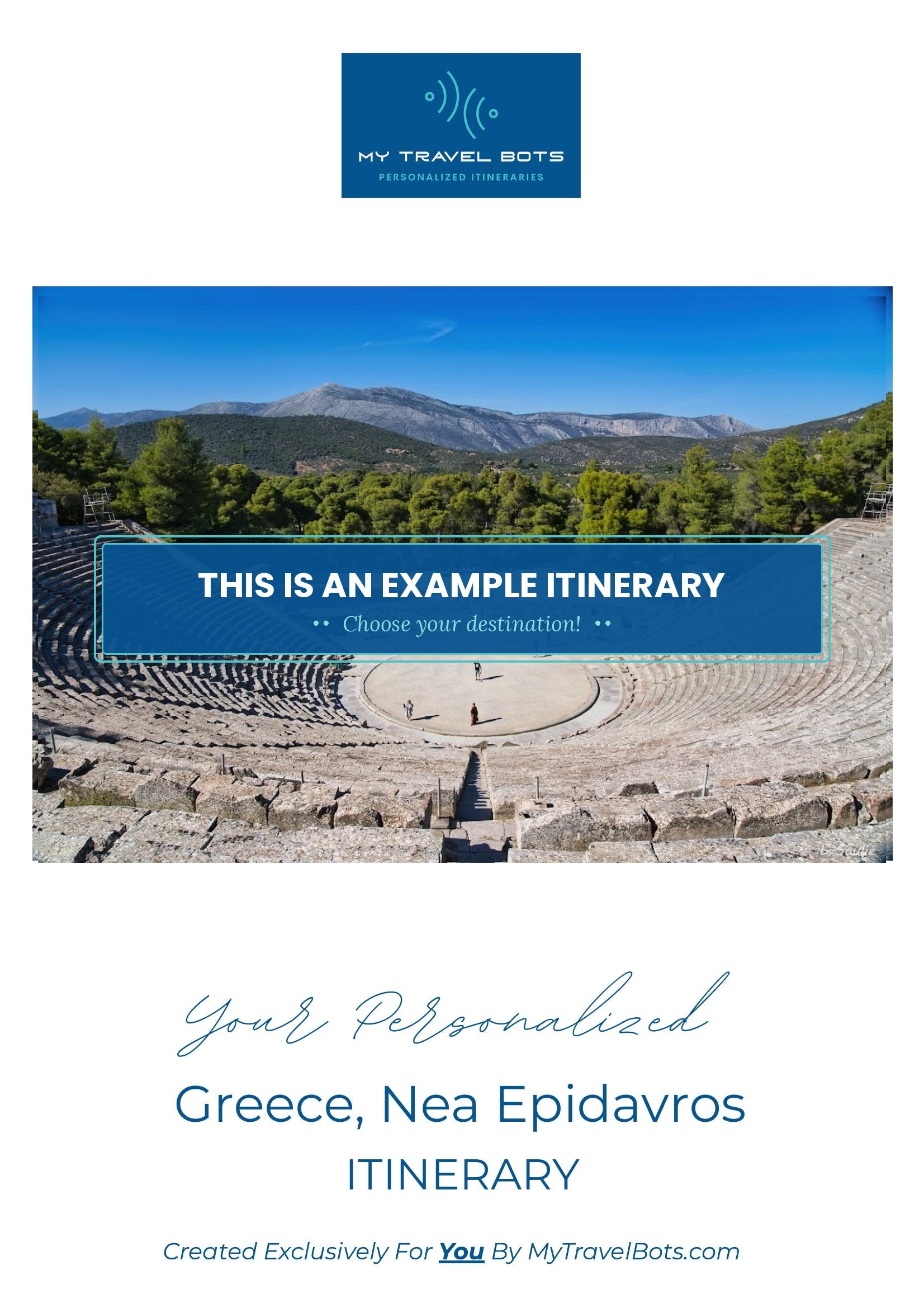 Personalized Travel Itinerary Service Created Exclusively For You CoverPage Sample MyTravelBotsCom