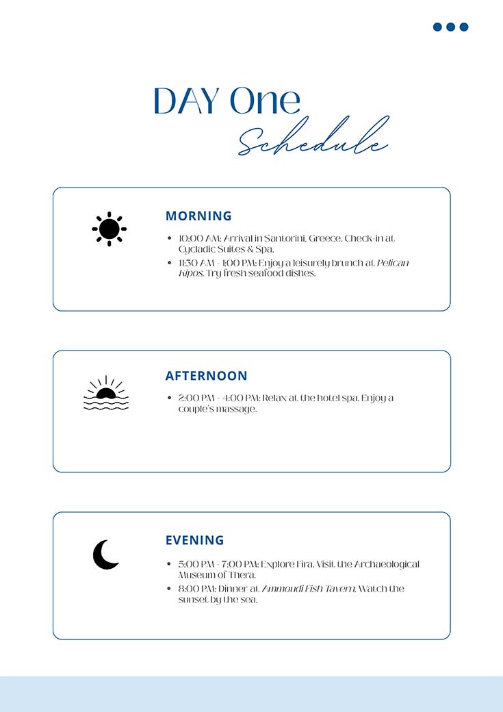 Personalized Travel-Itinerary Service Created Exclusively For You Day One Schedule MyTravelBotsCom