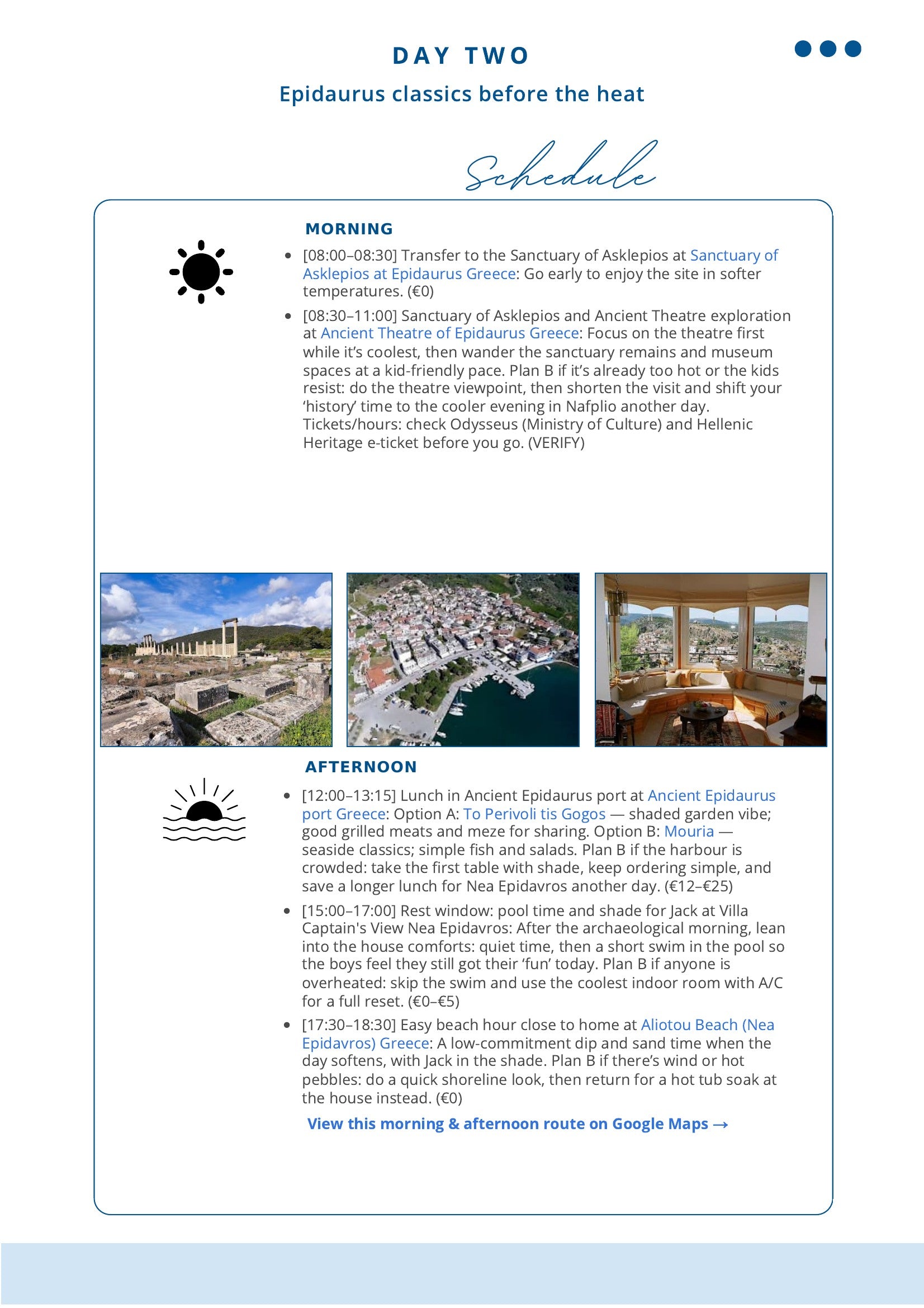 Personalized Travel Itinerary Service Created Exclusively For You Day Two Morning Afternoon Schedule MyTravelBotsCom